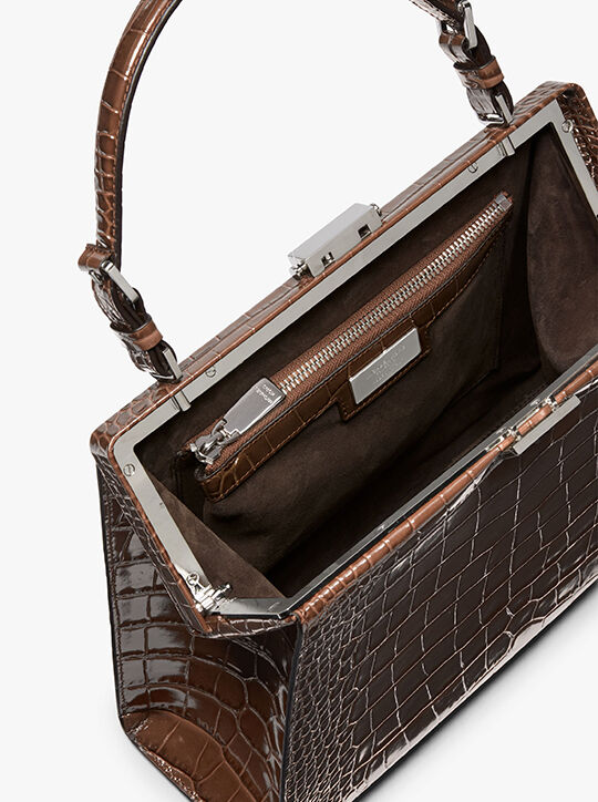 Simone Crocodile Embossed Leather Satchel michael kors simone crocodile embossed leather satchel