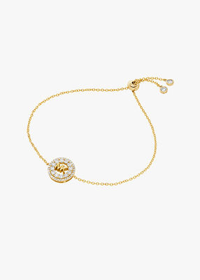 michael kors rhodium plated sterling silver pav  logo slider bracelet