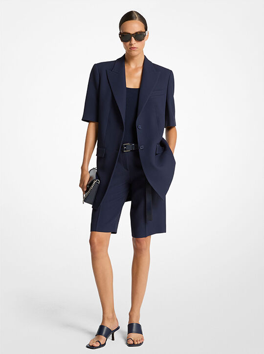 michael kors double crepe sabl  short sleeve boyfriend blazer