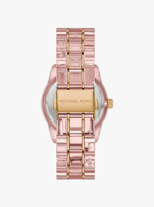 Ritz Pavé Pink-Tone and Acetate Watch michael kors ritz pav pink tone and acetate watch
