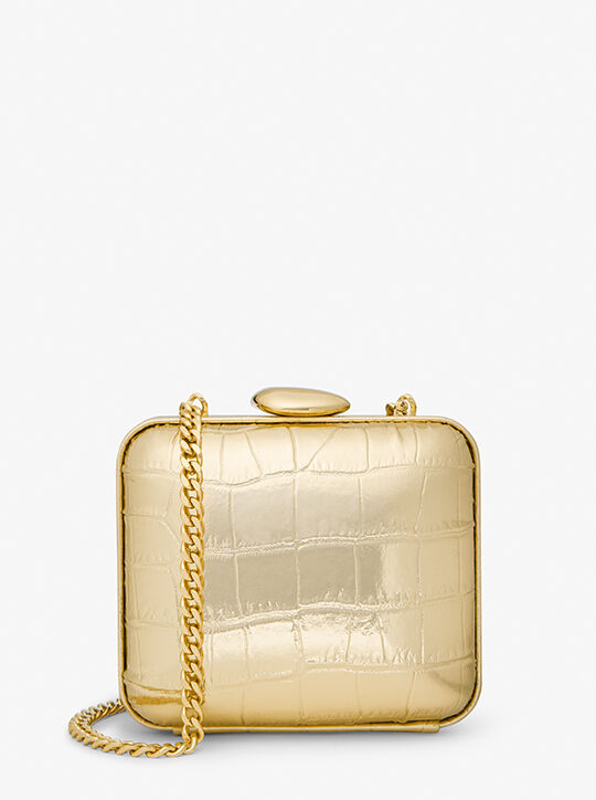 Tina Mini Metallic Crocodile Embossed Leather Minaudière michael kors tina mini metallic crocodile embossed leather minaudie re