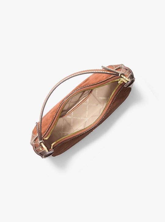 Preston Small Suede Crescent Shoulder Bag michael kors preston small suede crescent shoulder bag