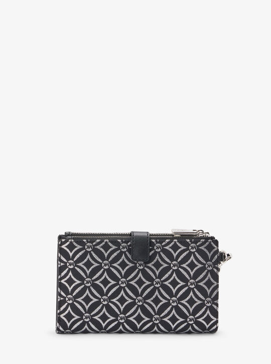 michael kors jet set metallic logo jacquard wristlet