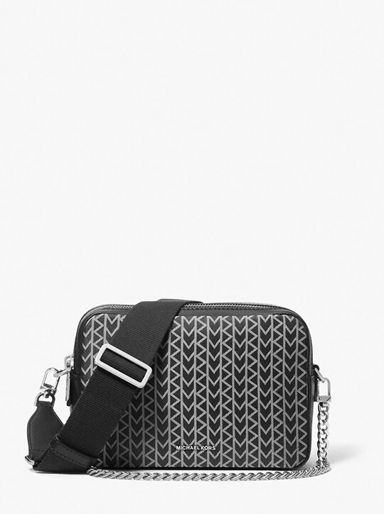 michael kors bryant medium mk2000 logo jacquard camera crossbody bag