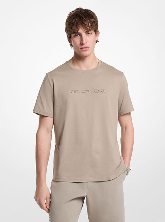 Logo Embossed Cotton T-Shirt michael kors logo embossed cotton t shirt
