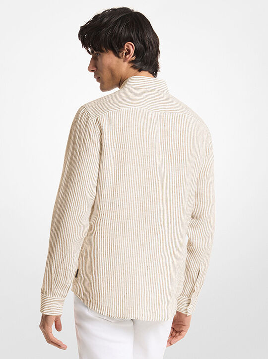 michael kors striped linen shirt