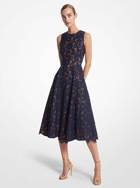 michael kors cotton blend floral lace dance dress