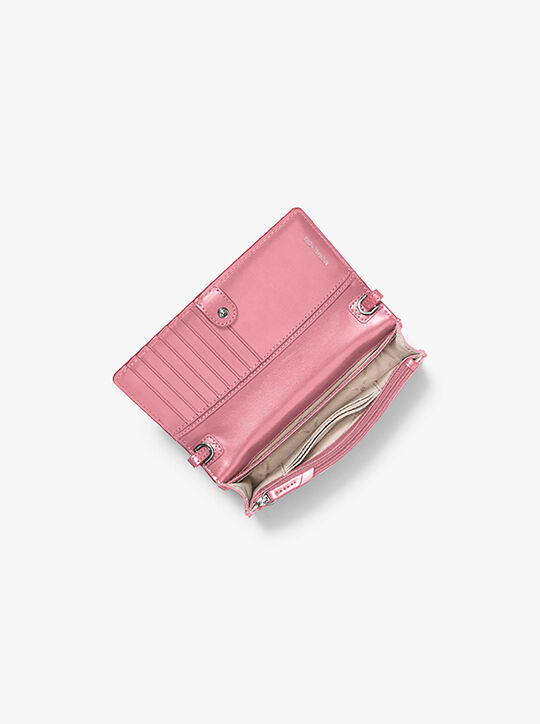 michael kors jet set small signature logo print woven smartphone crossbody bag