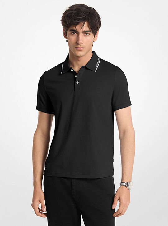 michael kors logo trim cotton jersey polo shirt