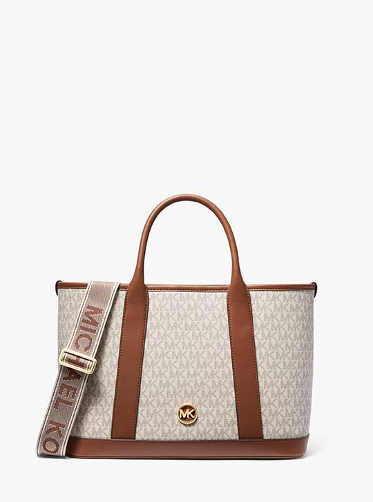 Luisa Medium Signature Logo Satchel, VANILLA/LUGG | Michael Kors KWT