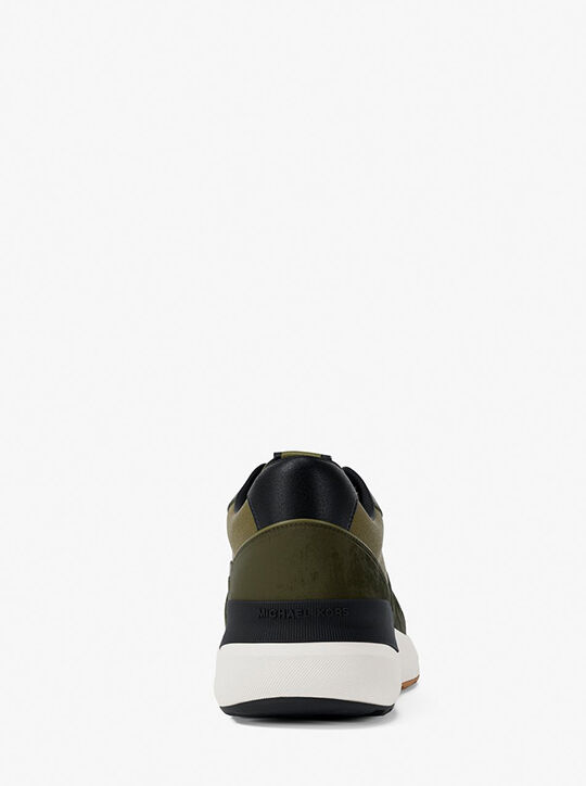 michael kors trevor leather and corded twill trainer