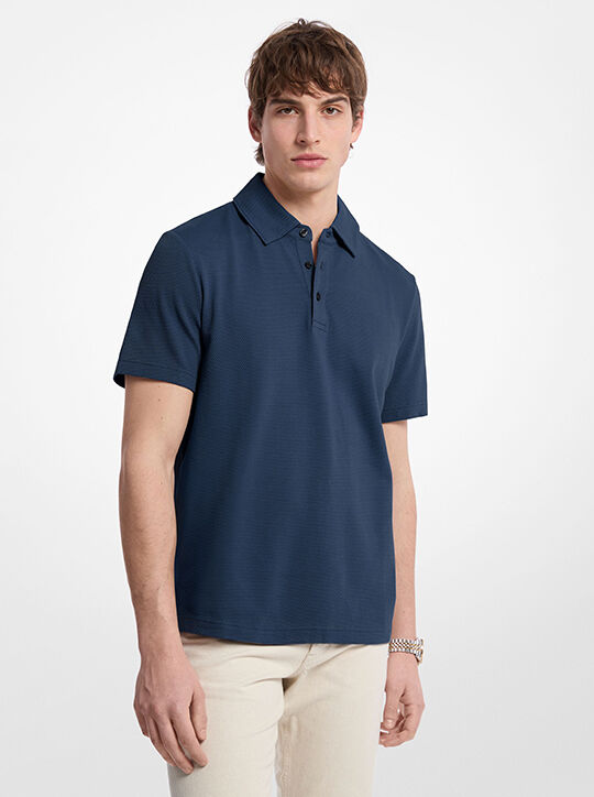 michael kors bubble knit stretch cotton polo shirt