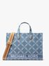 michael kors gigi large empire logo jacquard denim tote bag