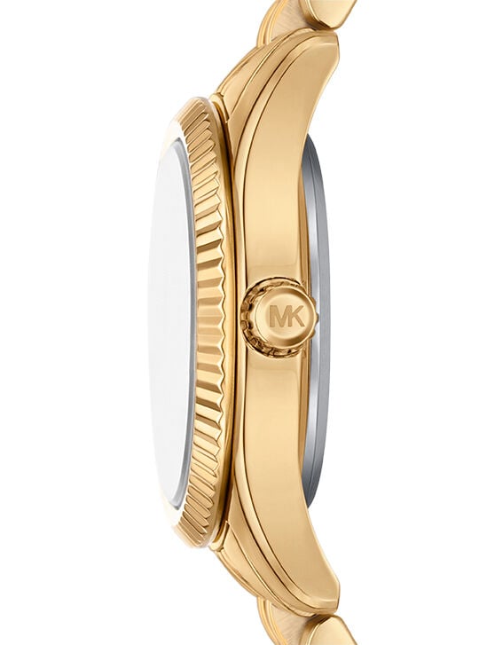 Michael Kors Lexington Three-Hand Gold-Tone Stainless Steel Watch Michael Kors Lexington Three-Hand Gold-Tone Stainless Steel Watch