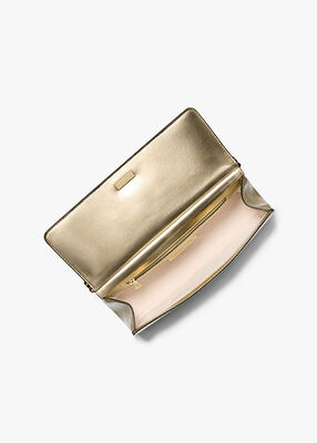 michael kors حقيبة صغيرة من الجلد المحبب المعدني بلون قرمزي متوسط