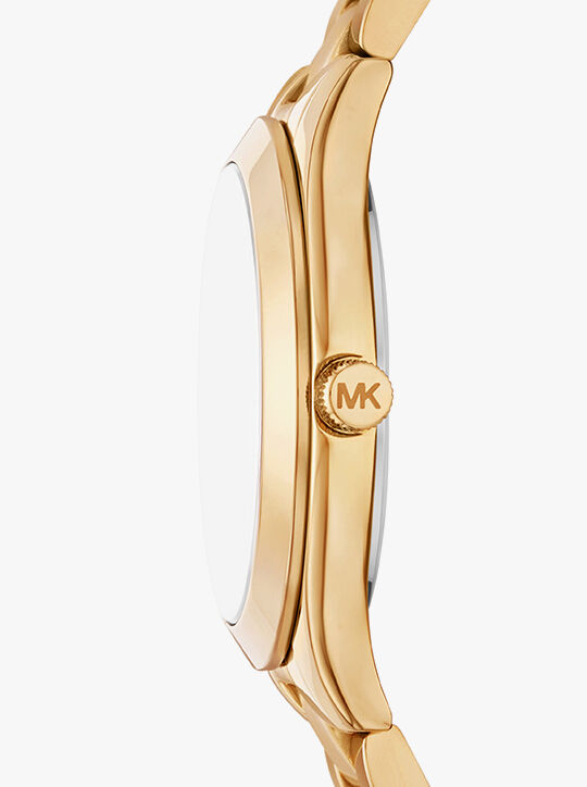 michael kors slim runway three hand gold tone watch gift set