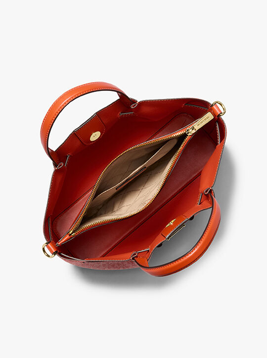 michael kors carson medium signature logo satchel