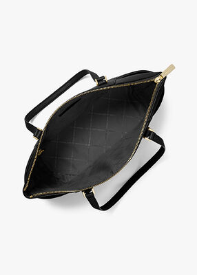 michael kors حقيبة تشارلوت كبيرة من جلد سافيانو بسحاب علوي