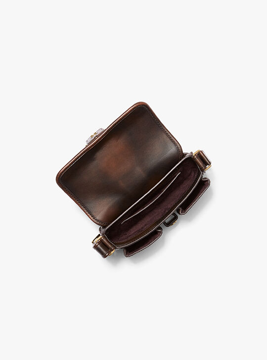 Colby Extra-Small Burnished Leather Shoulder Bag, CHOCOLATE