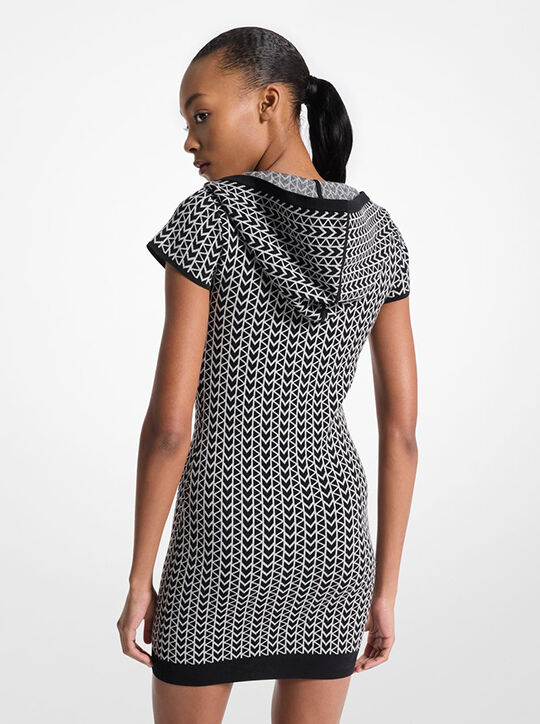 michael kors mk2000 logo jacquard hoodie dress