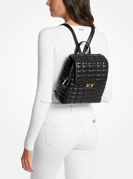 michael kors حقيبة ظهر تريبيكا الجلدية المبطنة الصغيرة