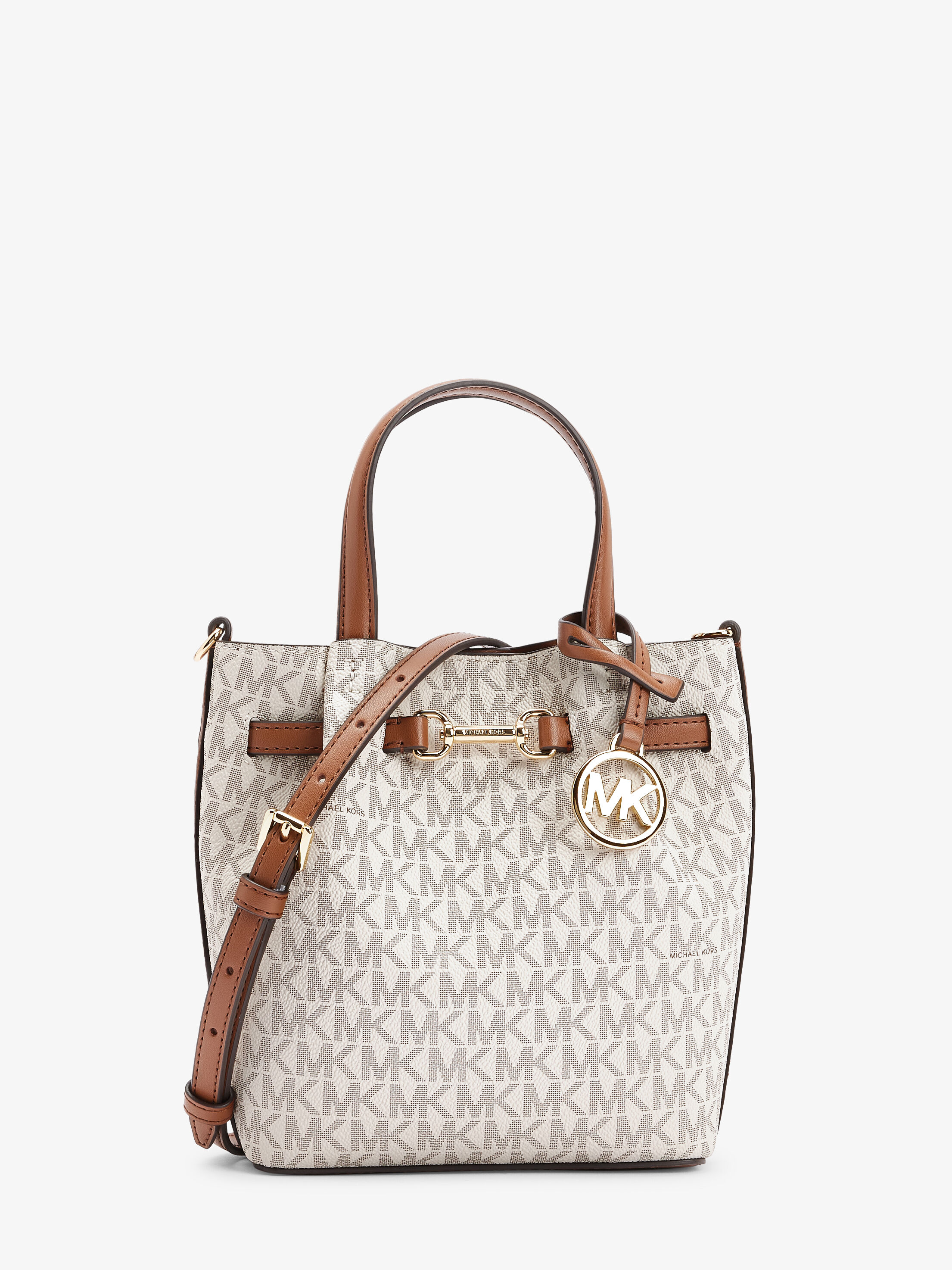 Carson Small Signature Logo Crossbody Bag, VANILLA | Michael Kors KWT