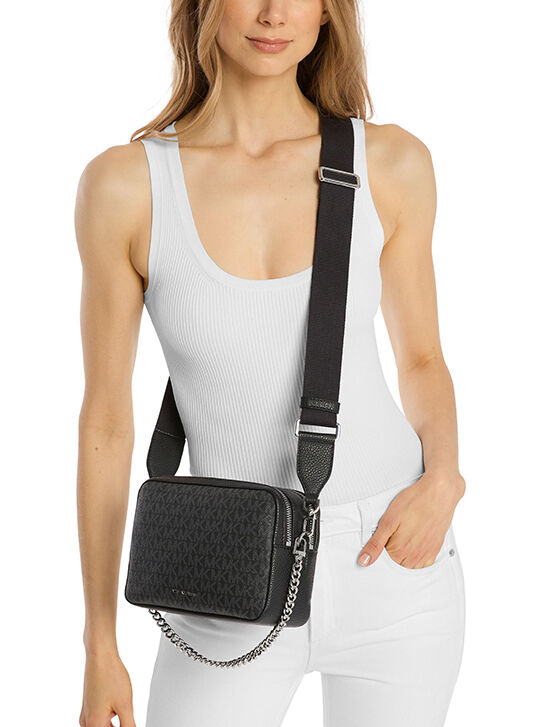 Bryant Medium Signature Logo Camera Crossbody Bag, BLACK | Michael
