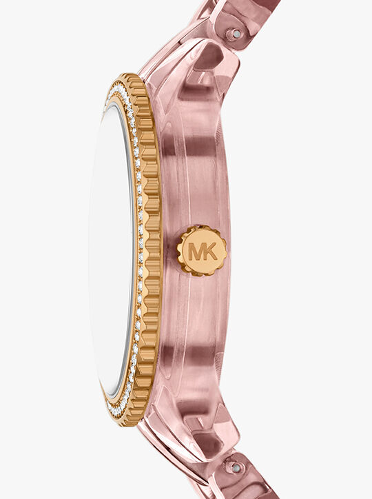 Ritz Pavé Pink-Tone and Acetate Watch michael kors ritz pav pink tone and acetate watch