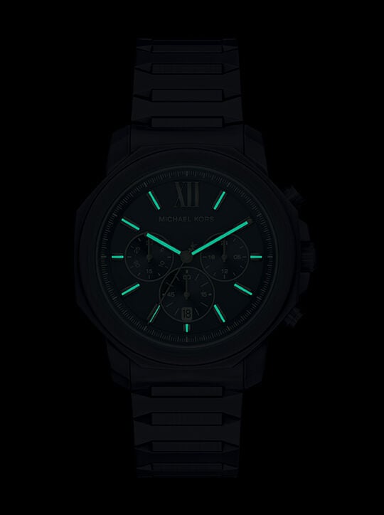 michael kors ساعة مايكل كورس بريسكوت كرونوغراف من الفولاذ المقاوم للصدأ الأزرق