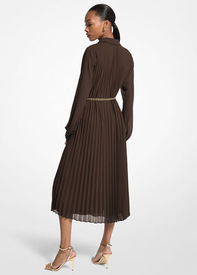 michael kors pleated georgette shirtdress