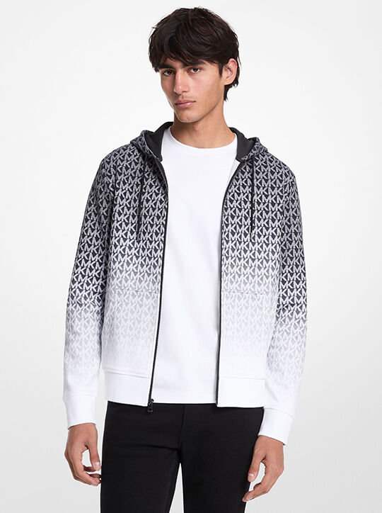 Ombré Signature Logo Cotton Blend Zip-Up Hoodie michael kors ombr signature logo cotton blend zip up hoodie
