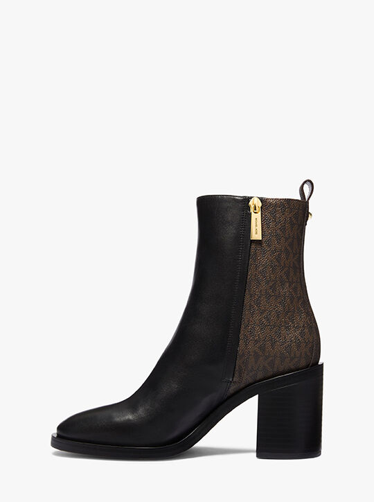 Regan Leather and Signature Logo Boot michael kors regan leather and signature logo boot