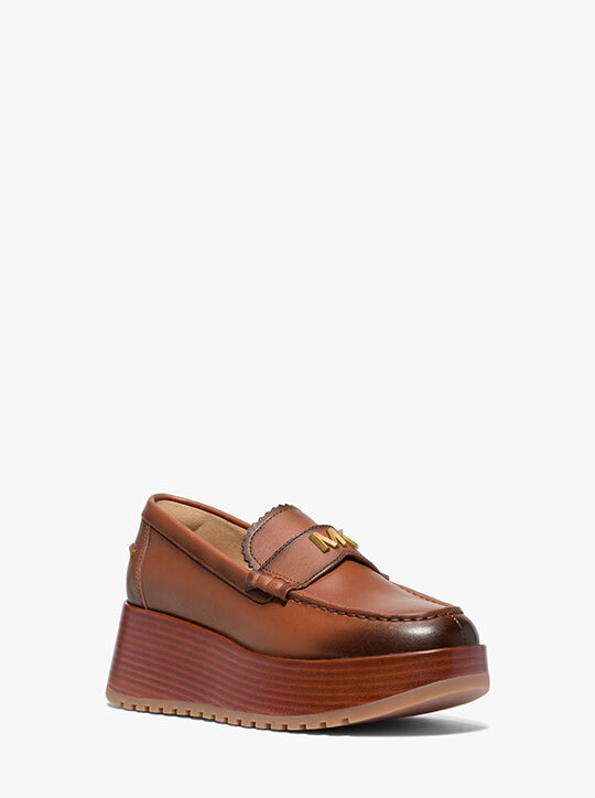 Indy Burnished Leather Platform Loafer michael kors indy burnished leather platform loafer