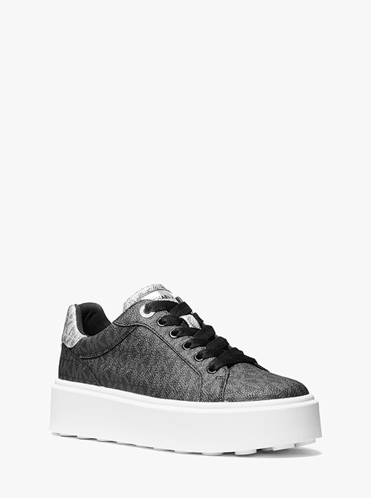 Romey Metallic Two-Tone Signature Logo Platform Sneaker michael kors romey metallic two tone signature logo platform sneaker