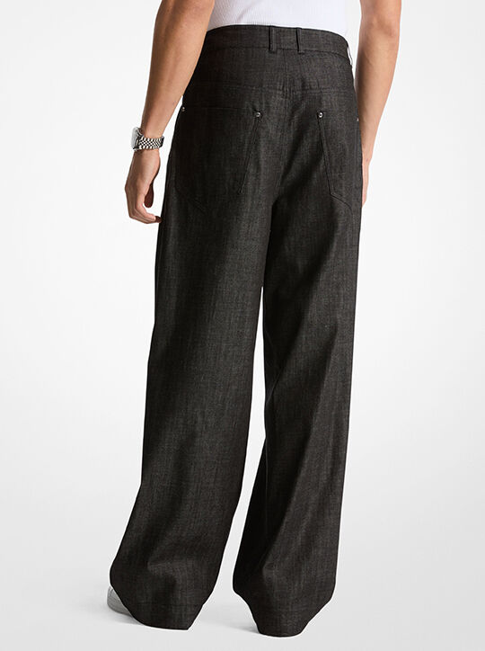 Pleated Chambray Wide-Leg Jeans michael kors pleated chambray wide leg jeans
