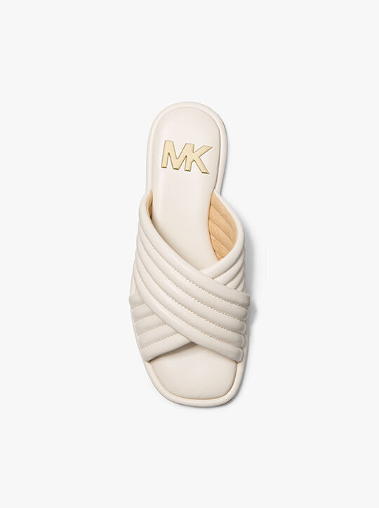 Portia Quilted Leather Slide Sandal michael kors portia quilted leather slide sandal