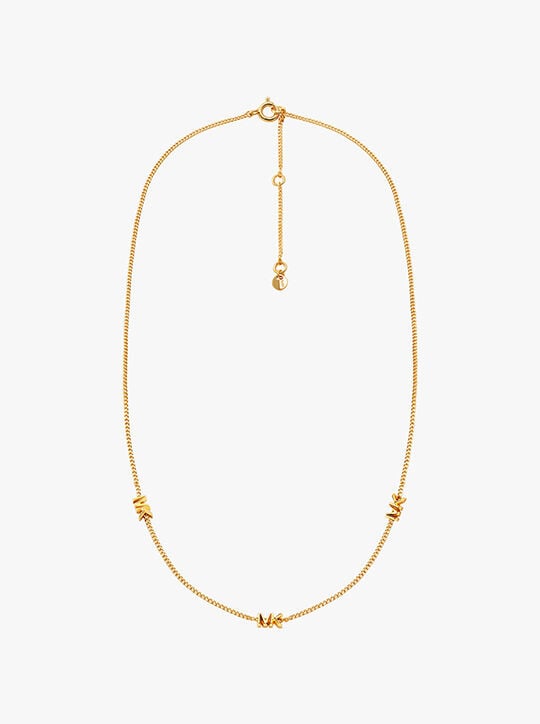 michael kors precious metal plated sterling silver logo necklace