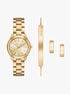 michael kors slim runway three hand gold tone watch gift set