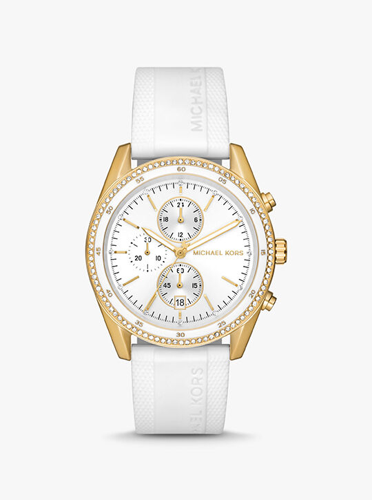 michael kors oversized hadyn pav  gold tone watch