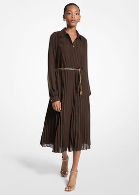 michael kors pleated georgette shirtdress