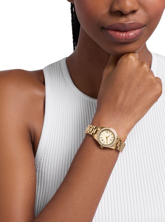 Lexington Brushed Gold-Tone Watch Gift Set michael kors lexington brushed gold tone watch gift set