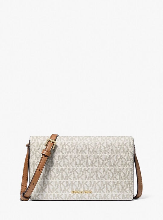 Jet Set Medium Signature Logo Front-Flap Crossbody Bag, VANILLA