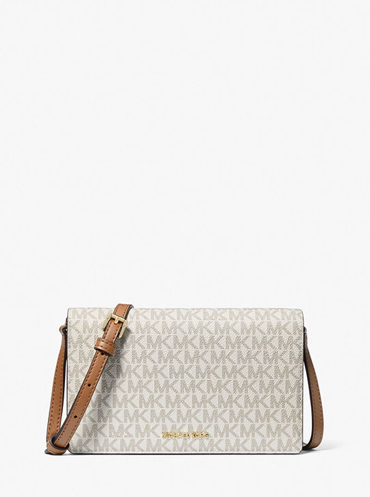 michael kors jet set medium signature logo front flap crossbody bag