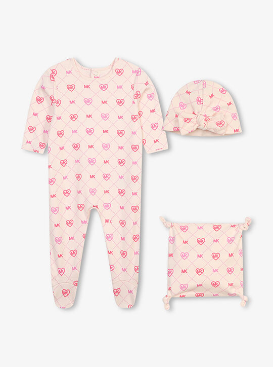 Metallic Logo Cotton Pajama Baby Gift Set michael kors metallic logo cotton pajama baby gift set