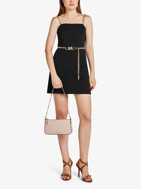 Empire Medium Leather Chain-Link Pochette michael kors empire medium leather chain link pochette