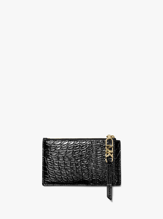 michael kors empire small crocodile embossed leather card case