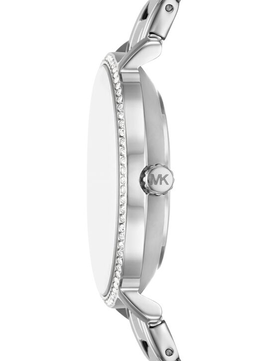 michael kors mini pyper pav  silver tone watch and jewelry gift set