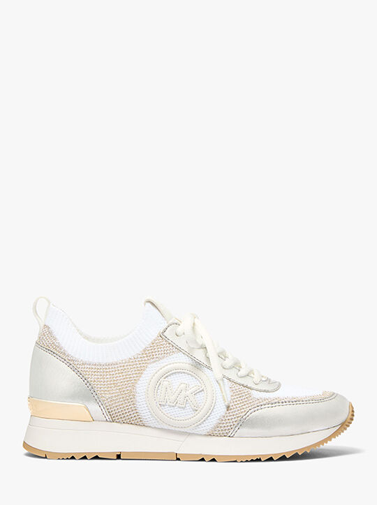 michael kors jenkins two tone metallic stretch knit trainer