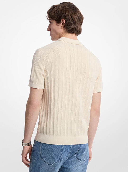 michael kors cotton knit zip polo shirt