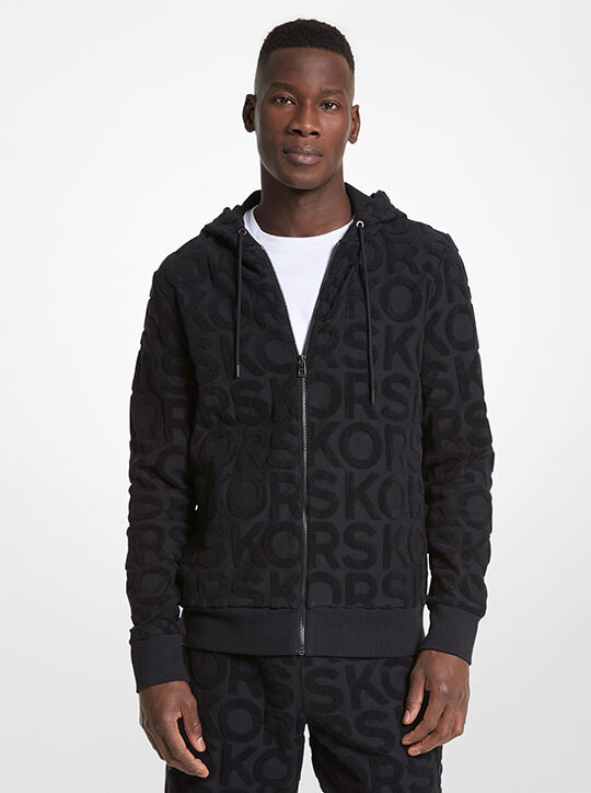 Logo Terry Cotton Blend Zip-Up Hoodie michael kors logo terry cotton blend zip up hoodie